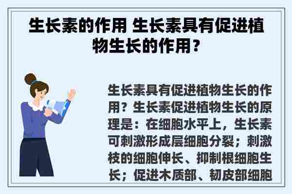 生长素的作用 生长素具有促进植物生长的作用？